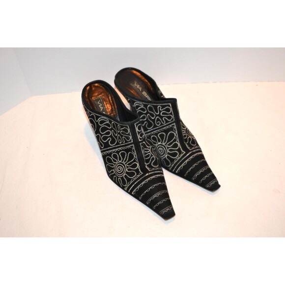 Vintage Mule Y2K Western Streetwear Urban White on Black Pointy - Picture 3 of 7